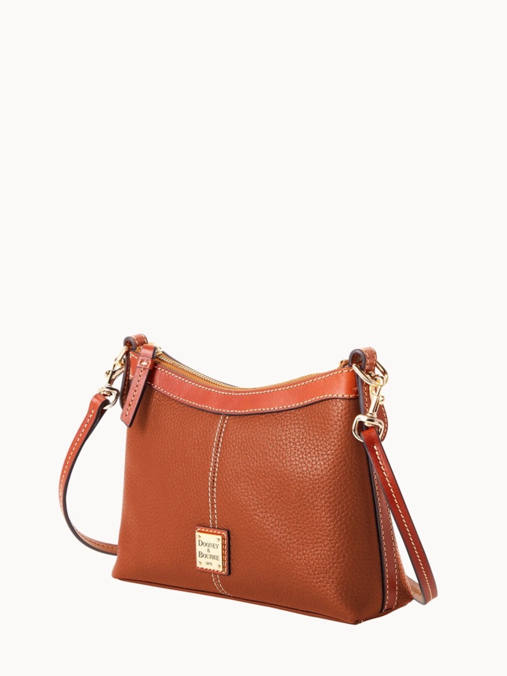 Dooney & Bourke Cognac/Tan Pebble Leather Crossbody with Gold Hardware